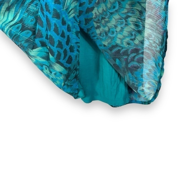 4 for $20 SALE! BCBGeneration Tie Halter Neck Animal Print Mini Dress, Teal, XS - Picture 5 of 12